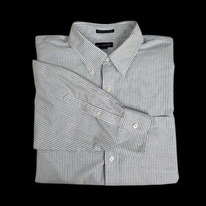 Lands' End men's blue and white button-down long sleeve shirt